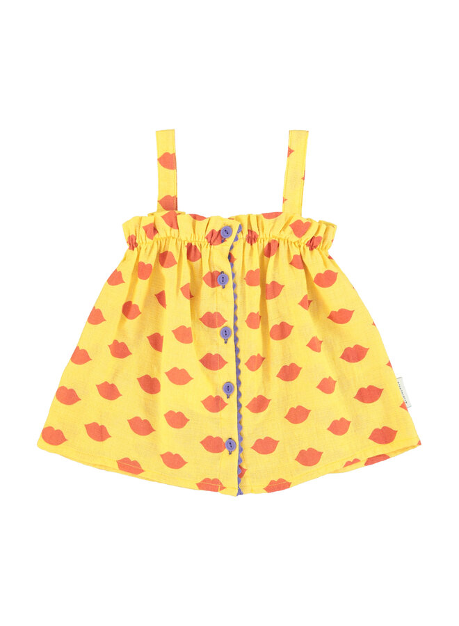 Piupiuchick - Top w/ straps – Yellow w/ red lips