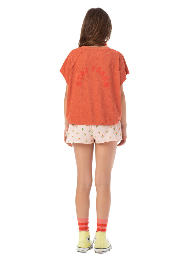 Piupiuchick - Sleeveless sweatshirt – Terracotta w/ apple print