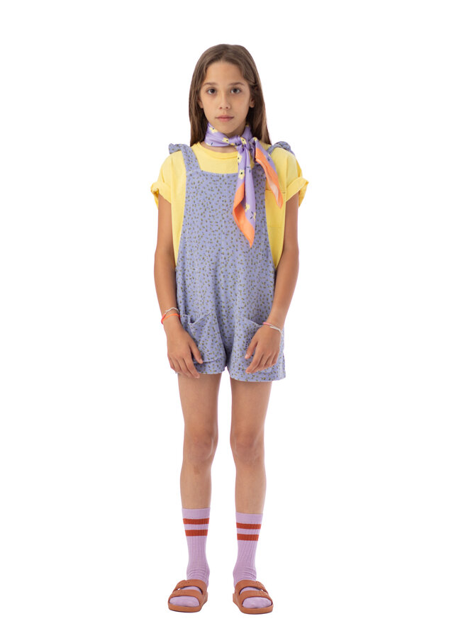 Piupiuchick - Short jumpsuit w/ straps – Lavender w/ yellow flowers
