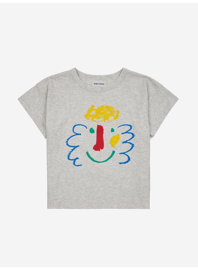 Bobo Choses - Happy Mask T-shirt – Light heather