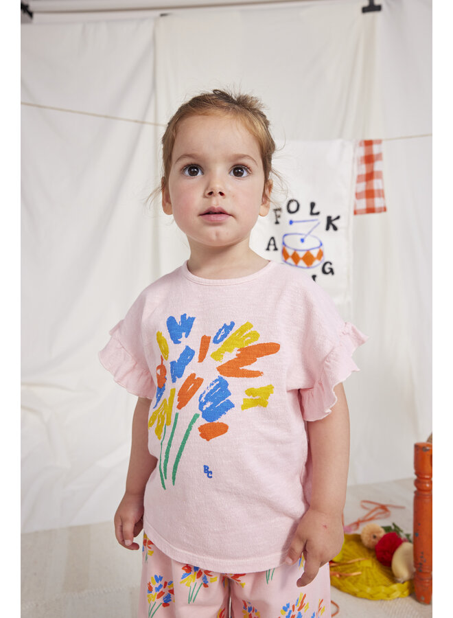 Bobo Choses - Baby fireworks ruffle T-shirt – Pink