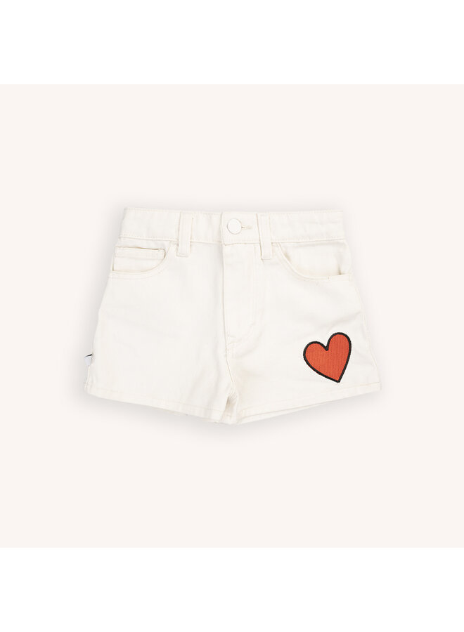 Shorts with embroidery - White denim