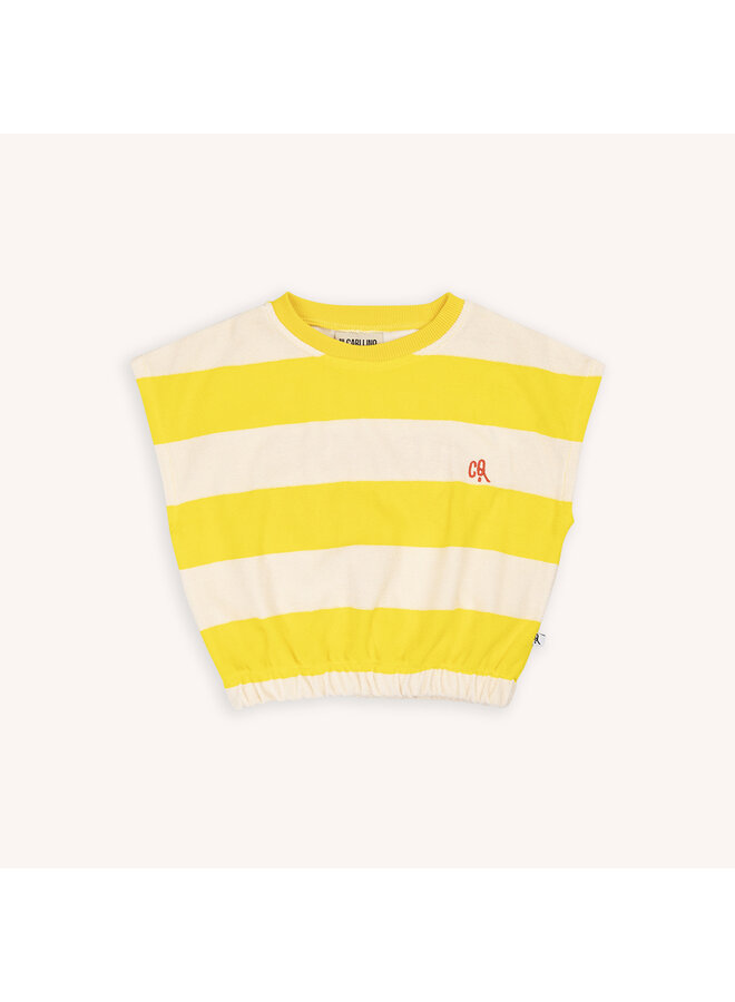 CarlijnQ - Balloon top with embroidery - Stripes yellow