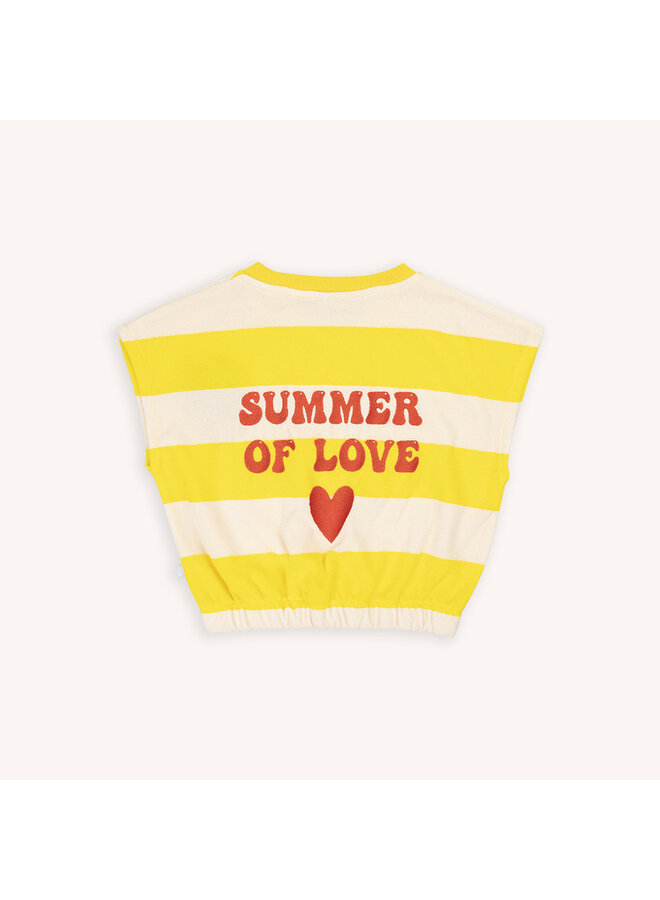 CarlijnQ - Balloon top with embroidery - Stripes yellow