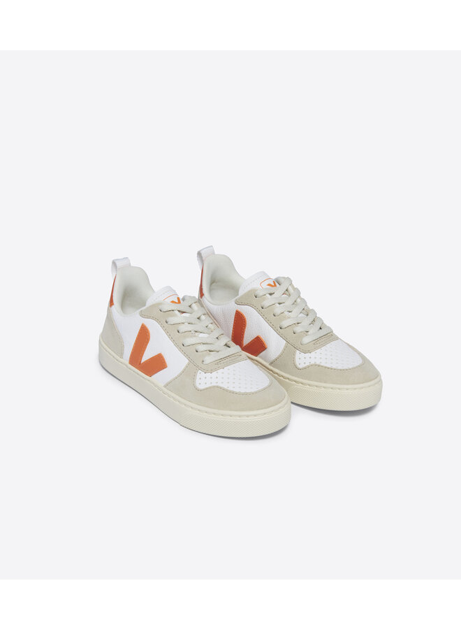 Veja - Small-V10 Laces chromefree leather – Extra white fury almond