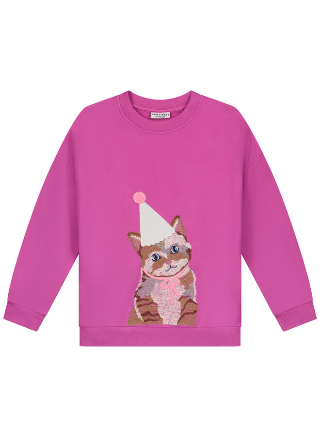 Daily Brat - Festive cat embroidered sweater – Rose violet