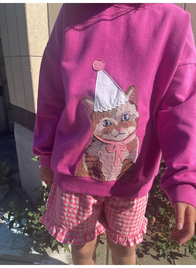 Daily Brat - Festive cat embroidered sweater – Rose violet