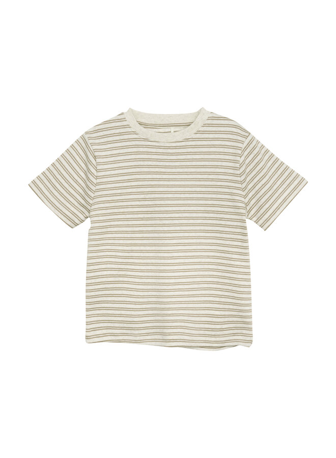 T-Shirt SS Striped Rib - Silver Sage