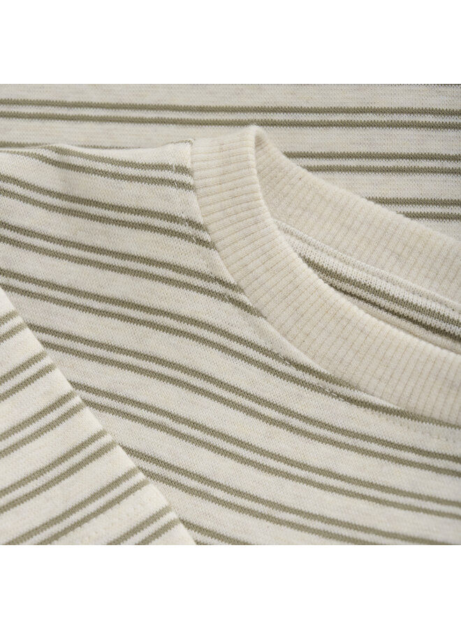 HUTTEliHUT - T-Shirt SS Striped Rib - Silver Sage
