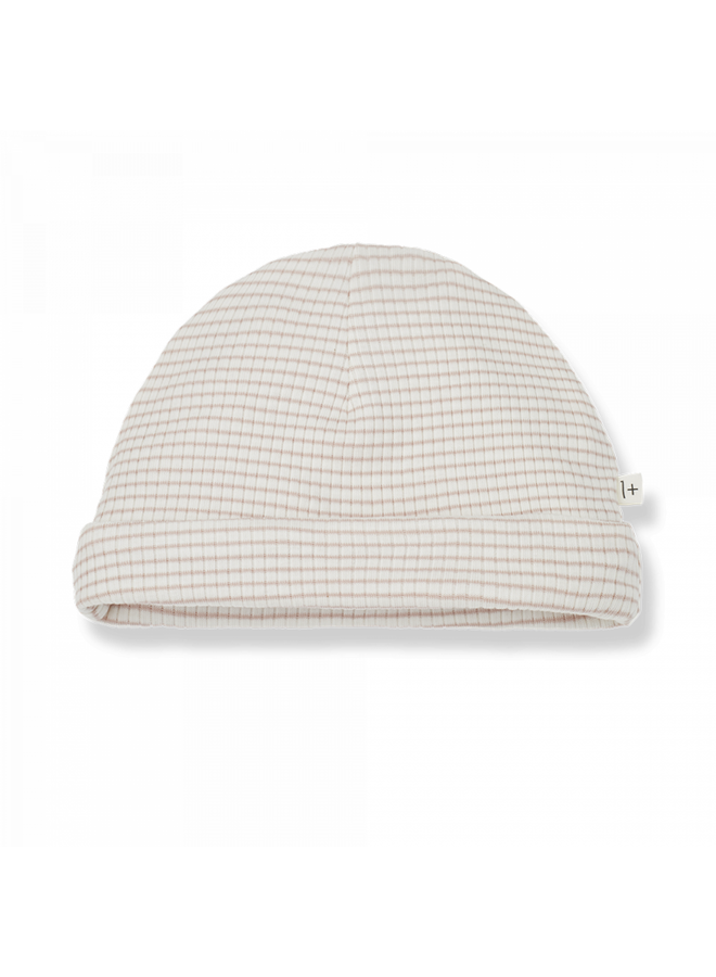 1+ in the family - Gio newborn beanie – Nude-ivory 0/3M