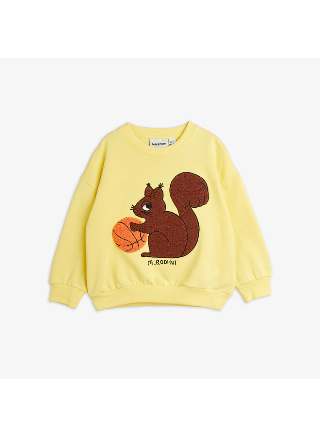 Squirrel chenille emb sweatshirt – Yellow