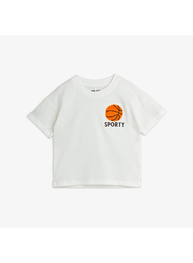 Basketball chenille emb ss tee – White