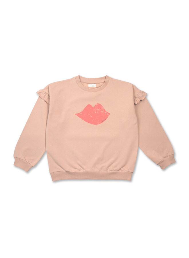 Petit Blush - Ruffle Sweater " KISS " - Brazilian Sand