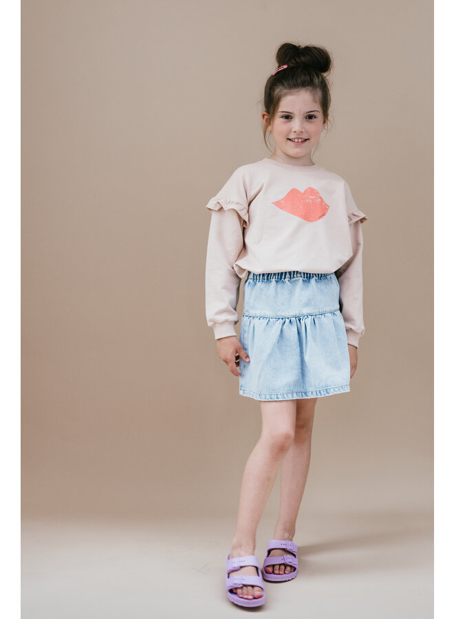 Petit Blush - Ruffle Sweater " KISS " - Brazilian Sand