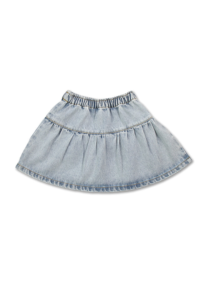 Jeans Ruffle Skirt - Washed Light Blue
