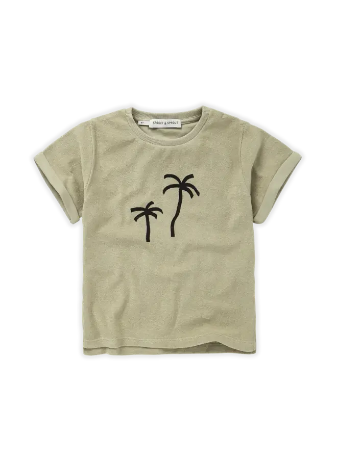 Sproet & Sprout - Terry T-shirt Palmtrees - Aloe vera