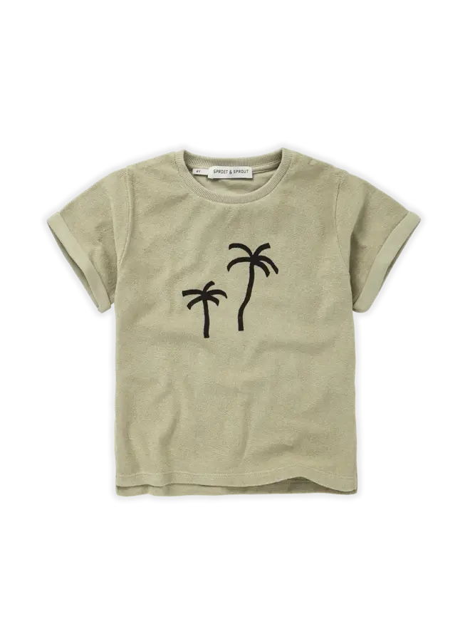 Terry T-shirt Palmtrees - Aloe vera