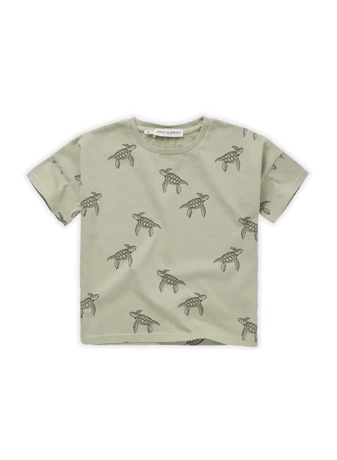 Sproet & Sprout - T-shirt wide Turtle print - Aloe vera
