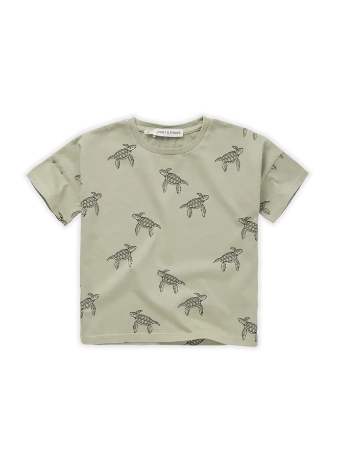 T-shirt wide Turtle print - Aloe vera