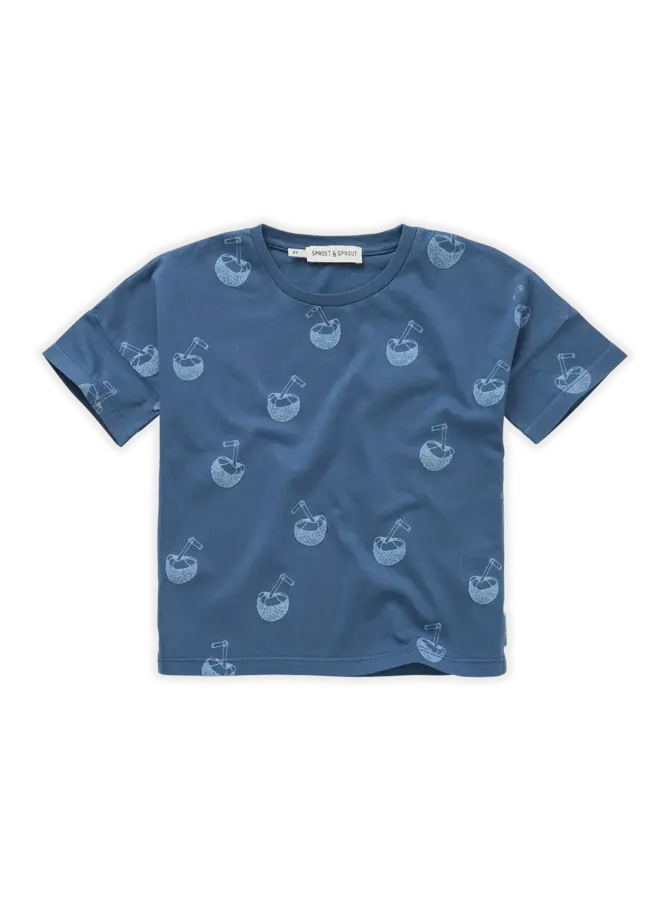 Sproet & Sprout - T-shirt wide Coconut print - Deep ocean