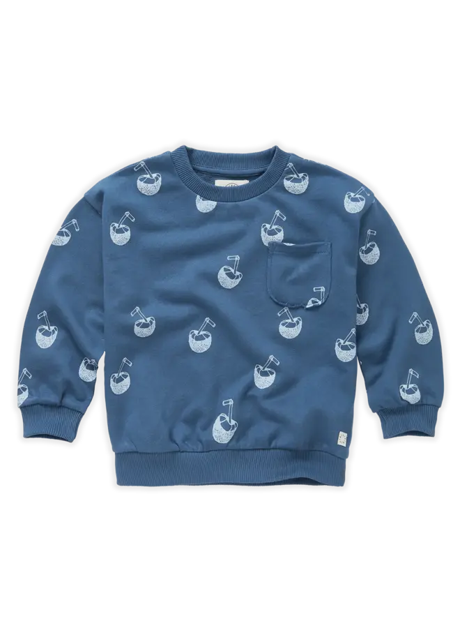 Sweatshirt pocket Coconut print - Deep ocean