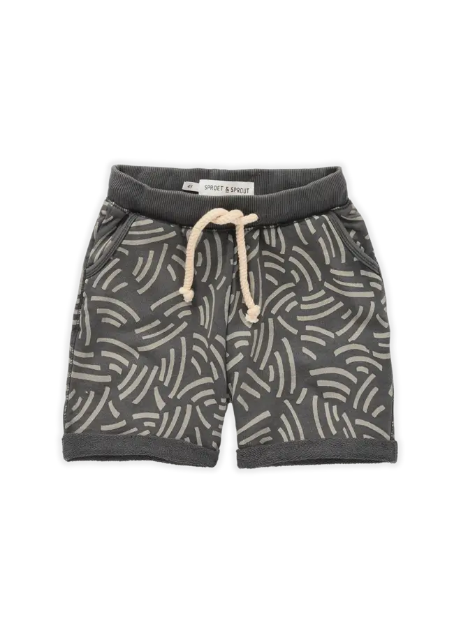 Sweat short Waves print – Asphalt