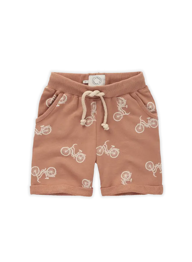 Sweat short Bicycle print – Café