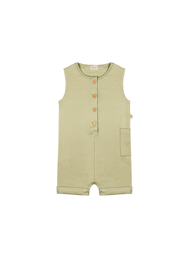 Uaua - Sleeveless Romper With Buttons – Verde