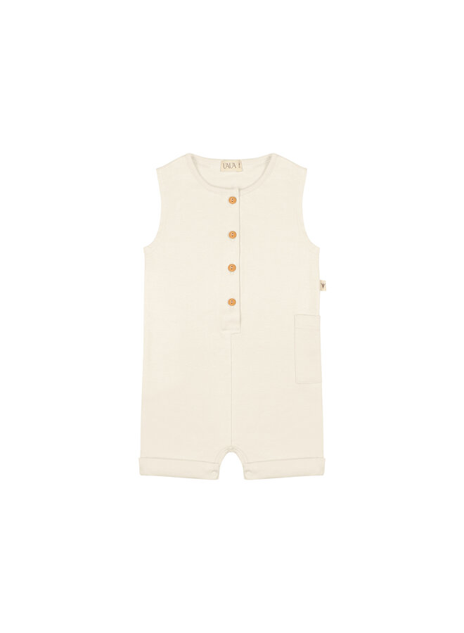 Sleeveless Romper With Buttons - Crema