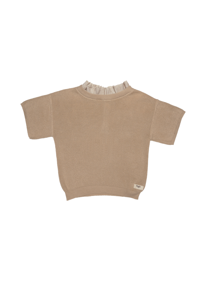 Gini shortsleeve knit top – Sand