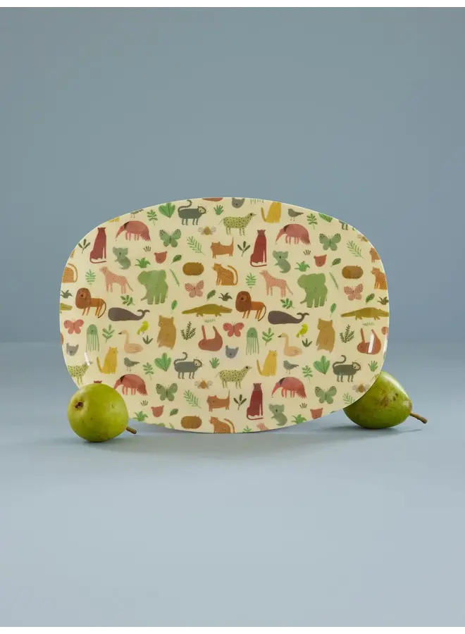 rice - Rechthoekig melamine bord – Crème sweet jungle print