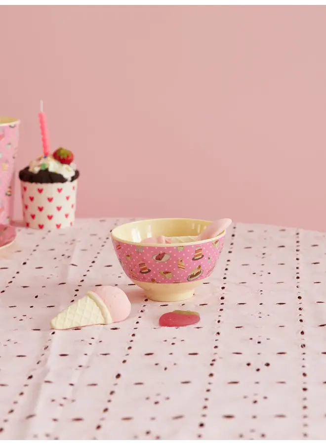 rice - Kleine melamine kom – Roze zoete taart print