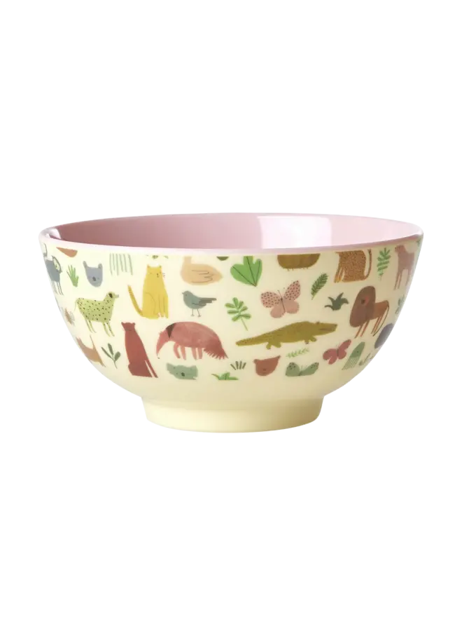 Medium melamine kom – Zacht roze sweet jungle print