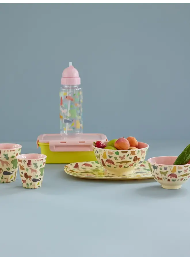 rice  - Medium melamine kom – Zacht roze sweet jungle print