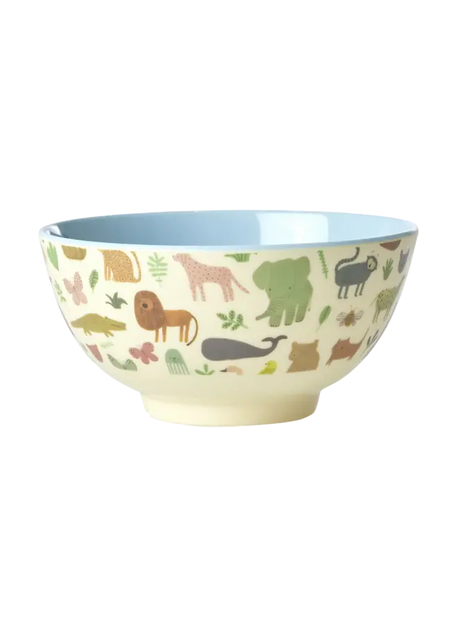 Medium melamine kom – Dusty blue sweet jungle print