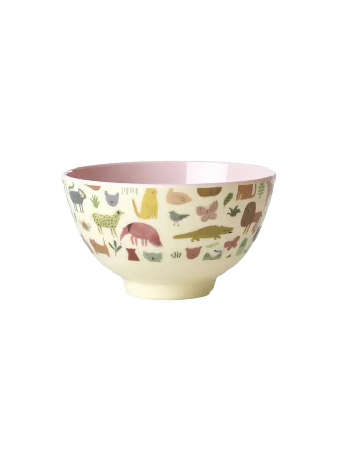 rice - Kleine melamine kom – Zacht roze sweet jungle print