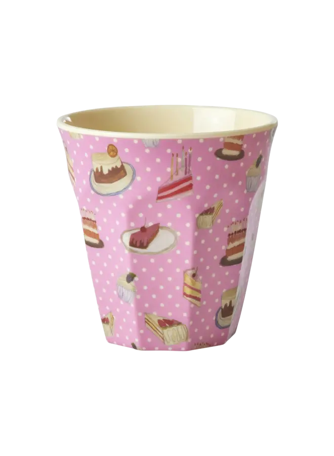 Medium melamine beker – Roze sweet cake print