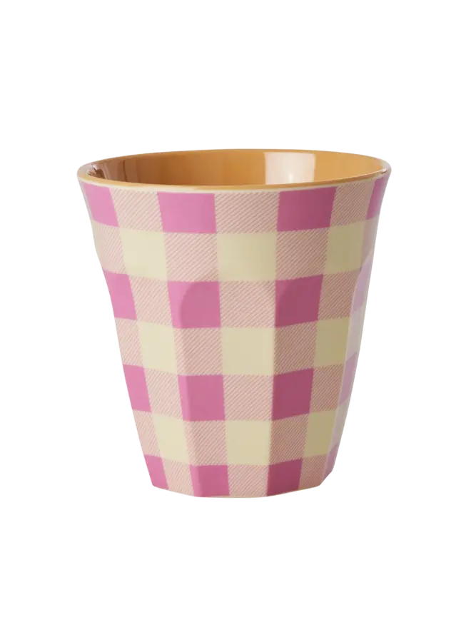 rice - Medium melamine beker – Roze check it out print