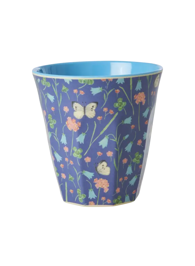 Medium melamine beker – Marineblauw butterfly field print