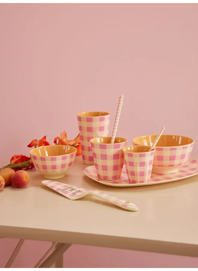 rice - Medium melamine kom – Roze check it out print