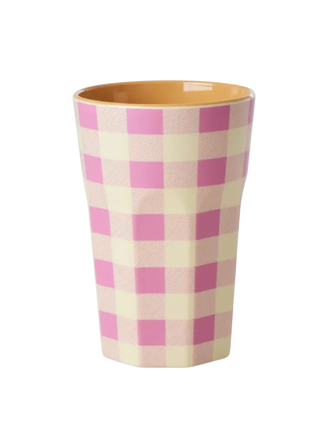 rice  - Tall melamine beker – Roze check it out print