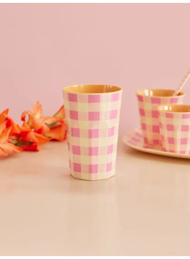 rice  - Tall melamine beker – Roze check it out print