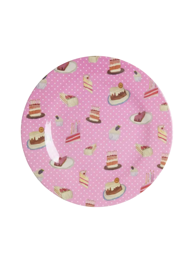rice - Rond melamine bord – Roze sweet cake print