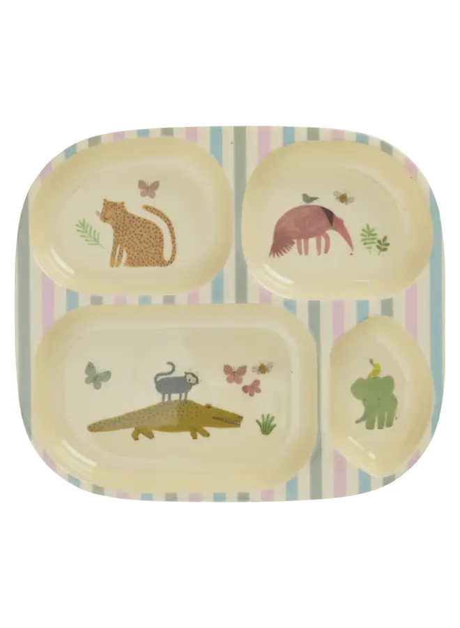 rice - Melamine bord met 4 compartimenten – Meerkleurig sweet jungle print