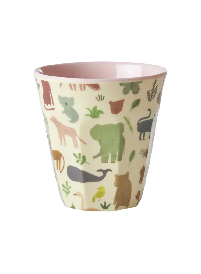 Medium melamine beker – Zacht roze sweet jungle print