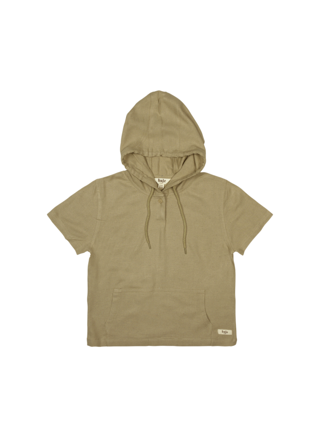 Baje - Moss linen hood short sleeve – Taupe