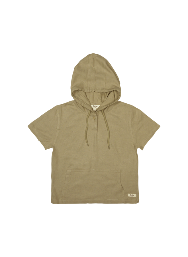 Moss linen hood short sleeve – Taupe