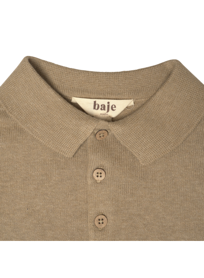 Baje - Mackay knitted cashmere polo – Taupe