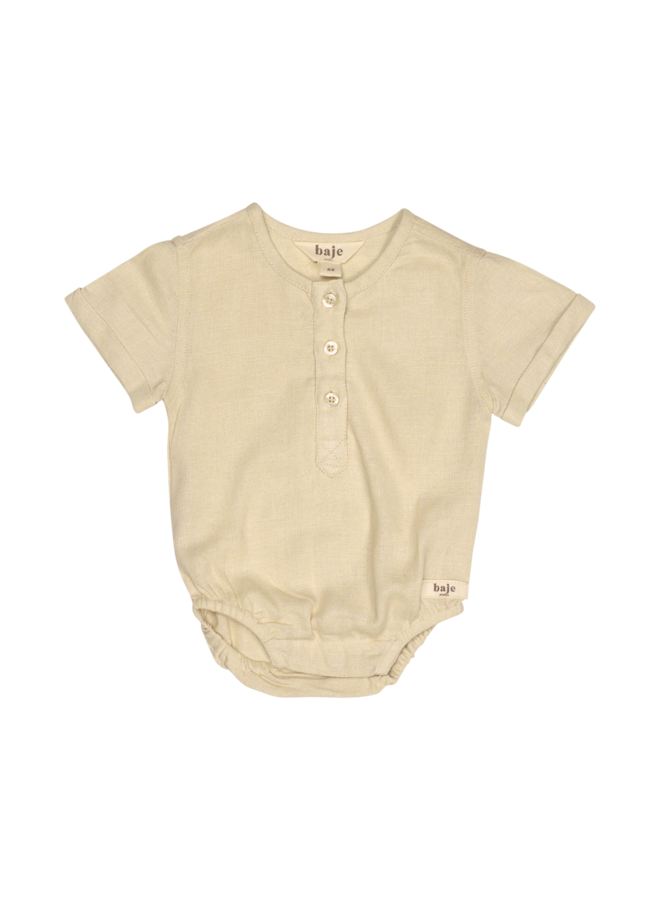 Hervey linen bodysuit shortsleeve – Sand