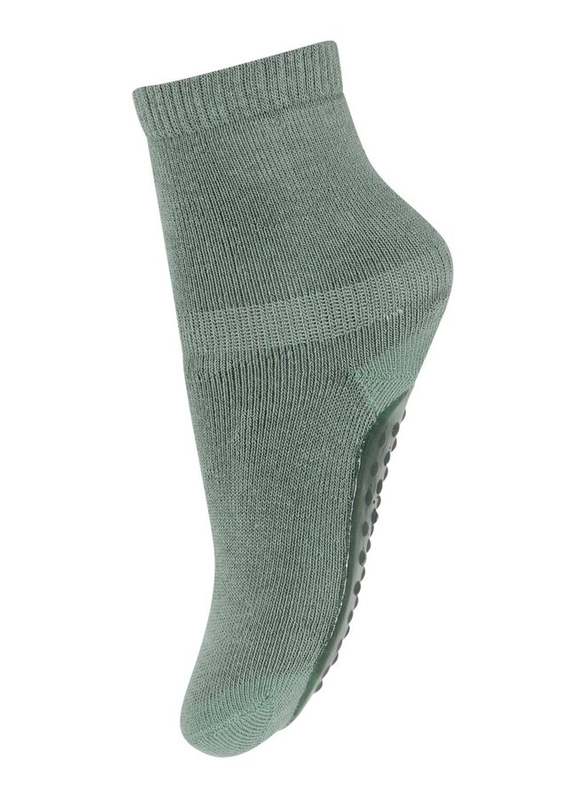Cotton socks – anti-slip – 3043 Granite green